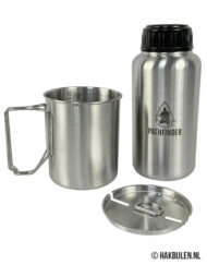 Waterfles RVS 1.0 L Met Drinkbeker RVS 0.75 L Met Deksel Pathfinder